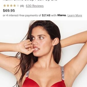 Victoria Secret Red Push-Up Bra with Logo Straps